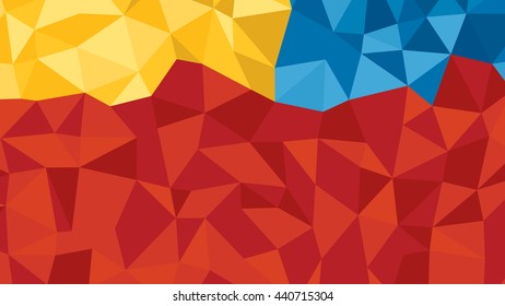 Abstract red blue orange vector lowploly of many triangles background for use in design.