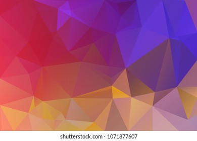 Abstract Red, Blue polygon, low polygon background. Transfusion of color. All the colors of the rainbow. Multicolor. Watercolor effect. Geometric Pattern