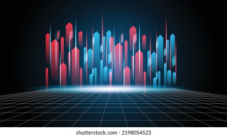 Abstract red blue product showcase background stadium stage hall with scenic lights of round futuristic technology user interface Blue vector lighting empty stage spotlight background.