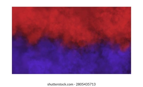 Abstract Red and Blue smoke texture background with realistic dust particles, minimalist cloudy fog ink splash backdrop vector illustration for atmospheric creative design layout