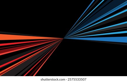 Abstract red blue speed zoom dynamic on black background vector illustration.