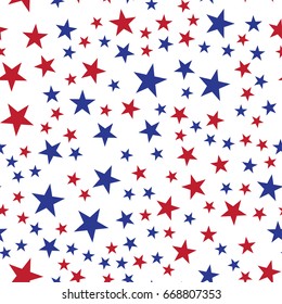 Abstract red, blue Star pattern. American flag Concept. Flat designed vector illustration.