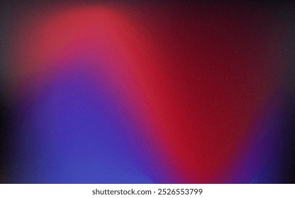 Abstrakter, roter und blauer, flüssiger Hintergrund. Farbverlauf-Mesh-Effekt helle Farbmischung. Unscharfe Flüssigkeit bunte Mischung Flüssigkeit und Korn Grunge Textur Gradation, Vektorrauschen unscharfer abstrakter Hintergrund