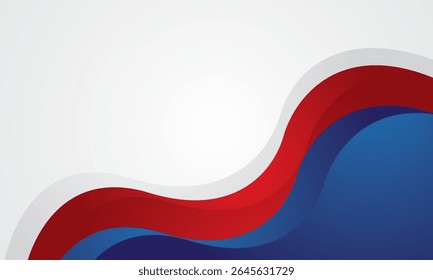 Abstract red and blue waves on white background