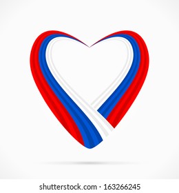 Abstract red blue white heart ribbon flag 