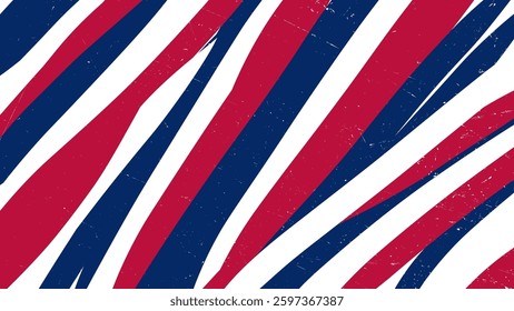 Abstract red blue white stripe pattern with grunge vintage effect background. USA color flag abstract stroke brush shape line.