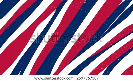 Abstract red blue white stripe pattern with grunge vintage effect background. USA color flag abstract stroke brush shape line.