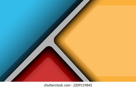 Abstract red blue yellow geometric blank space design background vector illustration.
