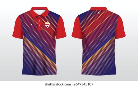abstract red blue and yellow polo sport shirt sublimation jersey template