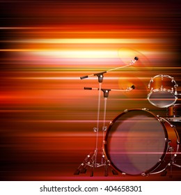 abstract red blur music background with drum kit