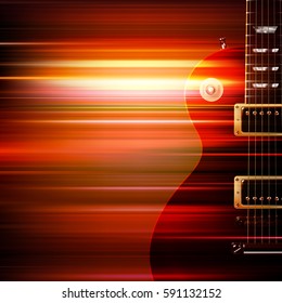 abstract red blur music background with classic electric guitar