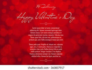 Abstract Red Blurred Soft Valentines Day Background Design. Vector Illustration.