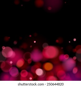 Abstract red bokeh blurry background. Festive celebration template.