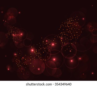 Abstract red bokeh digital background. Vector illustration.
