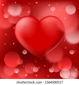 Abstract red bokeh light background with smooth realistic heart