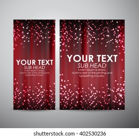 Abstract red bokeh on Brochure business design template or roll up.