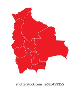 Resumo Mapa de Bolívia vermelho com cidades