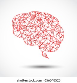 Abstract red brain mesh on white background