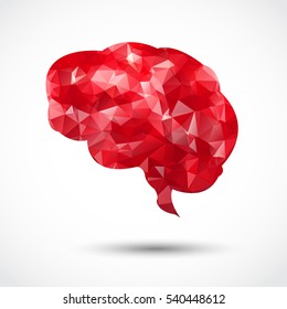 Abstract red brain polygon on white background
