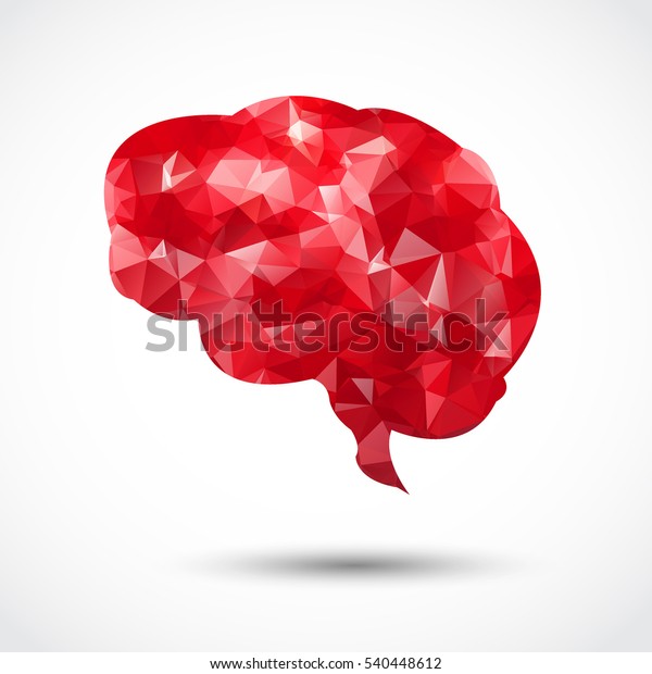 Abstract Red Brain Polygon On White Stock Vector (Royalty Free ...