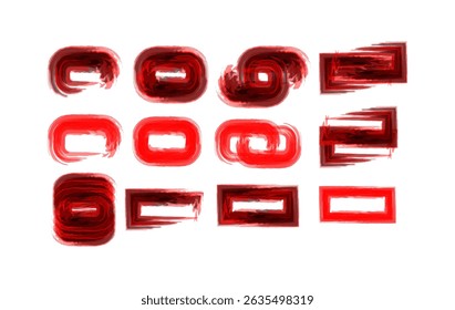 Abstract Red Brush Stroke Shapes for Design