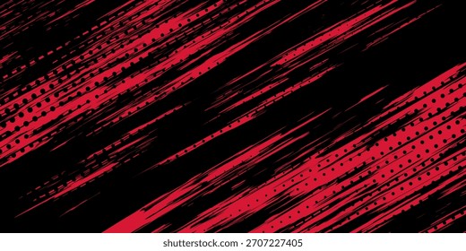 pincelada roja abstracta con estilo de semitono negro Fondo de arte pop oscuro de Antiguas Patrón de puntos circulares retro Punto redondo textura clásica
