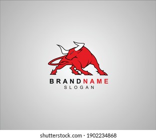 Abstract red bull. Bull logo design. Vector editable logo