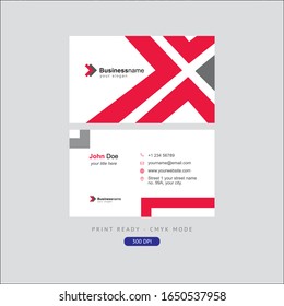 Abstract red business card template with abstract logo print ready 