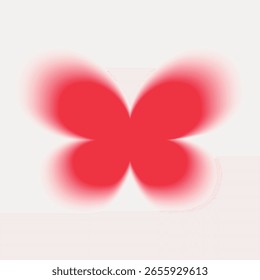 Abstractas diseño de mariposa roja. Mariposa roja con bordes borrosos. Forma de mariposa en rojo vibrante. Arte rojo de la mariposa en un fondo blanco. Vector de elementos degradados.
