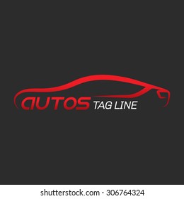 diseño de coche rojo abstracto concepto de diseño de logotipo vectorial de automóvil plantilla en fondo negro