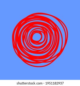 Abstract red cart wheel on a blue background. International day of gypsies. Vector image EPS 10.