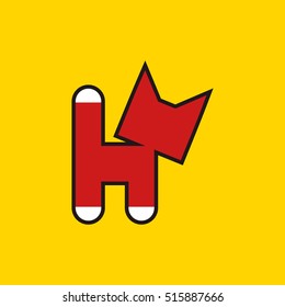 abstract red cat made up of simple shapes