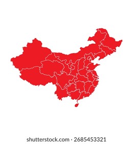 Resumo Mapa de China vermelho com cidades
