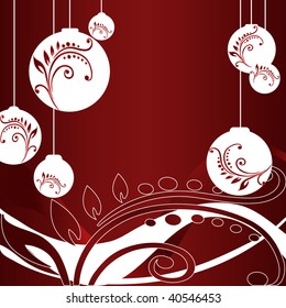 Abstract red Christmas background with balls