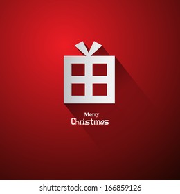 Abstract Red Christmas Background with Paper Present Box