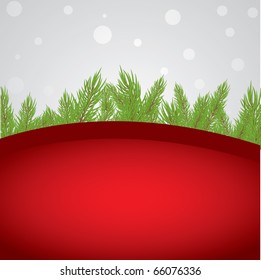Abstract red Christmas background with pine. vector illustration