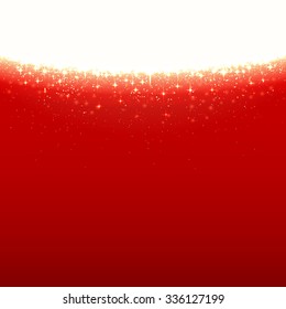 Abstract Red Christmas background with snowflakes, particles and place for text. Vector Illustration.