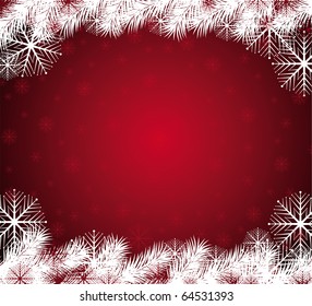 Abstract red christmas background with snowflakes. Vector