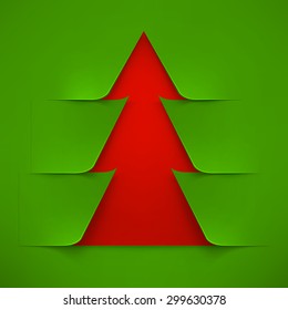 Abstract Red Christmas Tree With Green Cover. Abstract Red New Year Tree With Green Cover