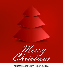 Abstract Red Christmas Tree On Red Background. Abstract Red New Year Tree On Red Background