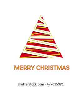 Abstract red christmas tree on white background