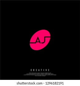 abstract red circle AJ logo letters design concept