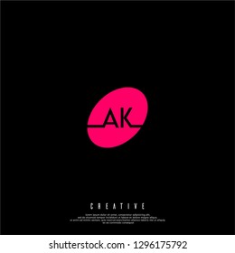 abstract red circle AK logo letters design concept