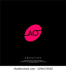 abstract red circle AO logo letters design concept
