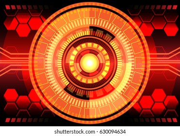 Abstract red circle center network technology design background vector illustration