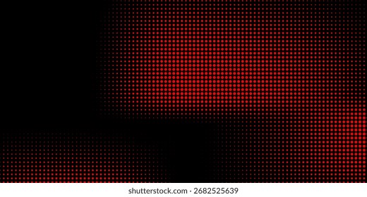 Padrão de pontos de círculo vermelho abstrato sobre fundo preto. Tecnologia estilo pop art. Ponto simples.
