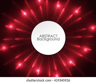 Abstract red circle lights pattern technology background.