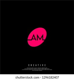 abstract red circle AM logo letters design concept