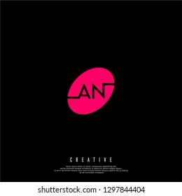 abstract red circle AN logo letters design concept