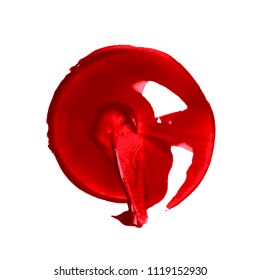 Abstract red circle on white background. Hand-Painted of oil painting.